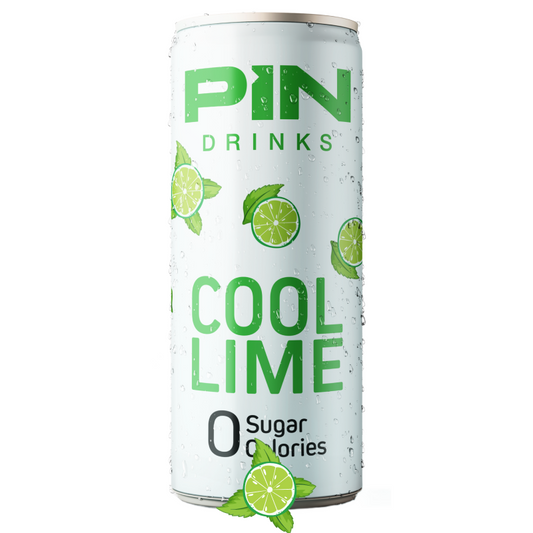 PIN Drinks Cool Lime - A refreshing blend of natural lemon and invigorating mint. Sugar-free, calorie-free, preservative-free, colorant-free, plant-based, gluten-free, and vegan beverage.