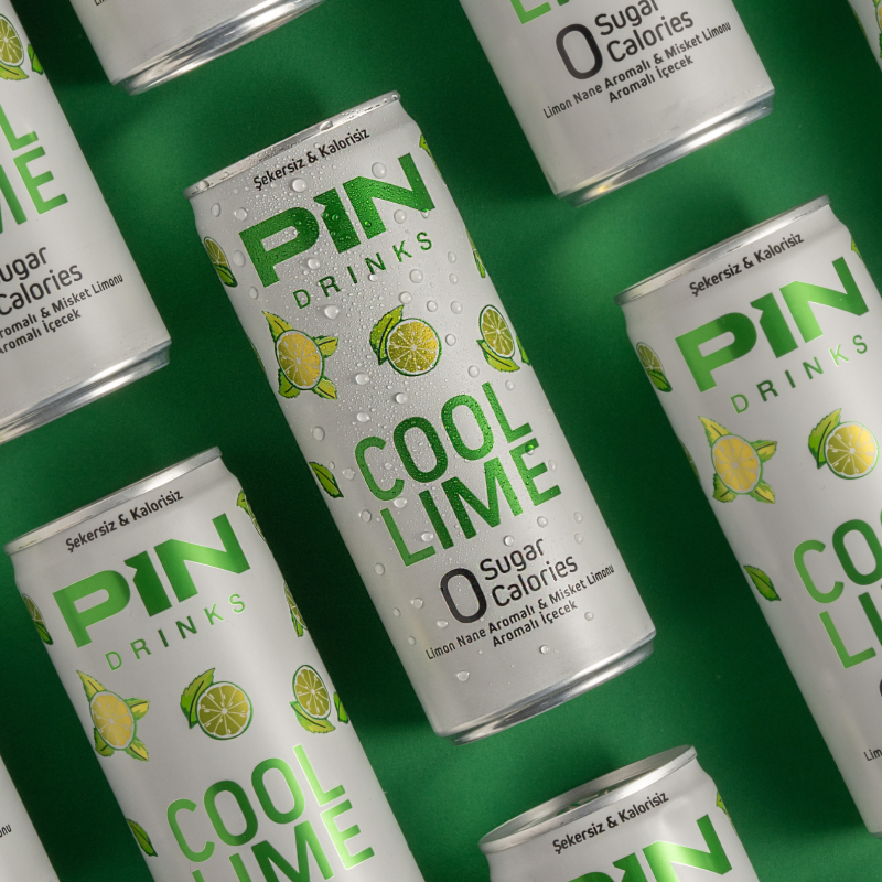 PIN Drinks Cool Lime - A refreshing blend of natural lemon and invigorating mint. Sugar-free, calorie-free, preservative-free, colorant-free, plant-based, gluten-free, and vegan beverage.